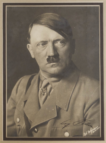 Scarce Adolf Hitler Signed Photo -- With Letter Signed by Albert Bormann From Hitler's Chancellory Confirming the Signature